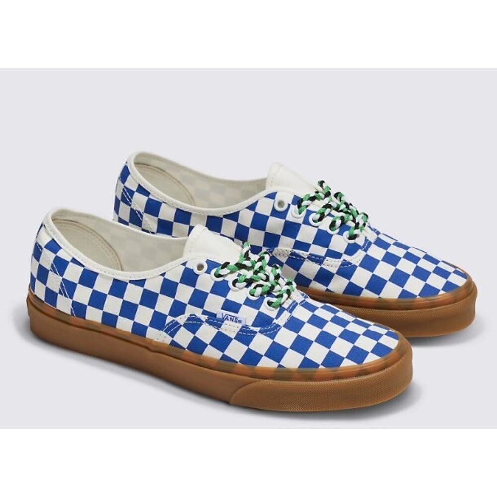 Vans Authentic Checkerboard Blue/White Lace Up Men's Sneakers Shoes Size 8.5